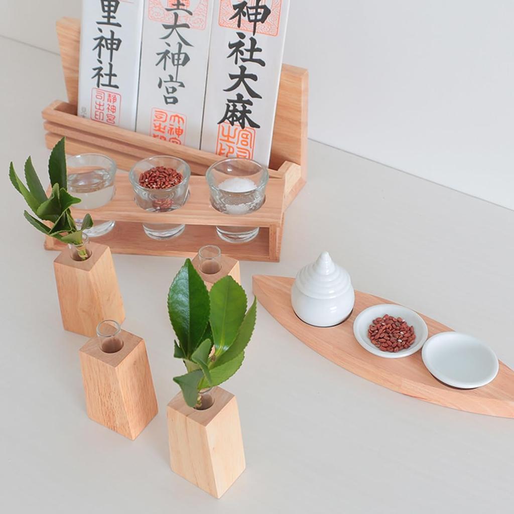 Lotus Raise, a Pair of Modern Sakaki Stand Holders (also Suitable for Vases) from Kamidana No Sato. Perfect for Offerings and Worship.