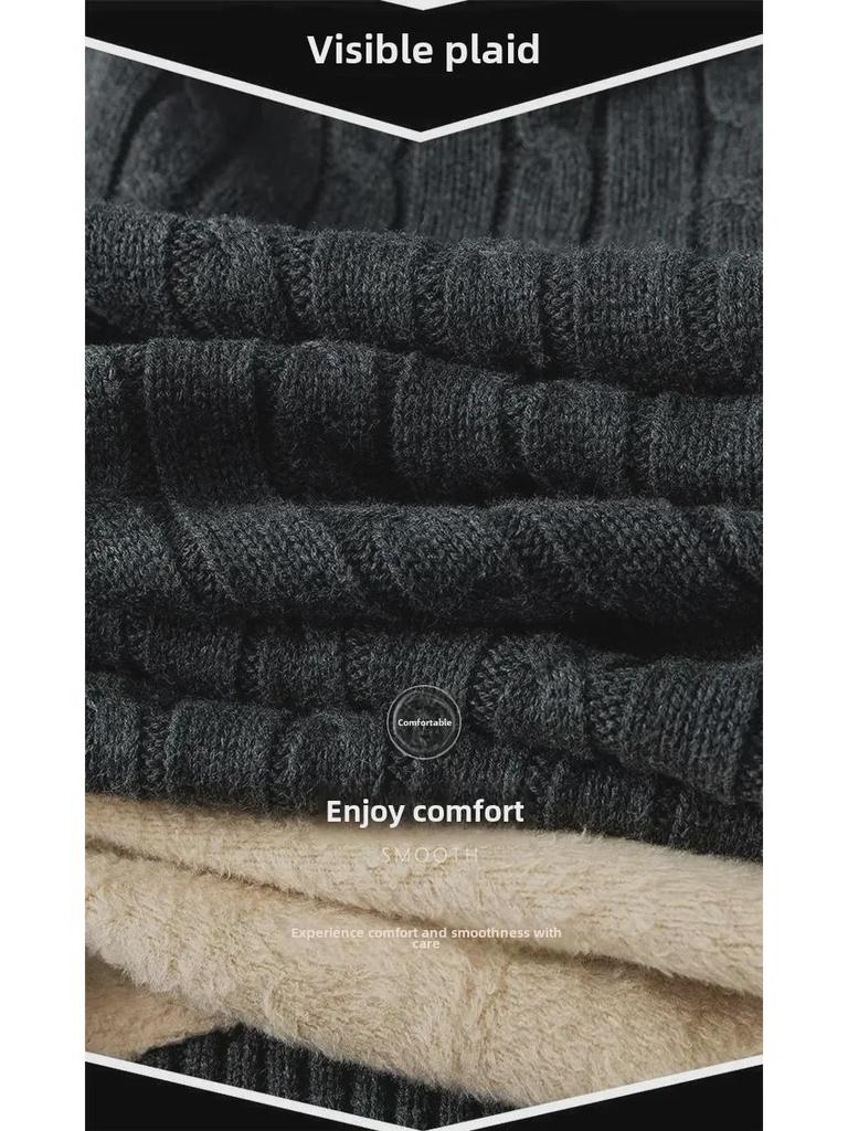 Мужской мягкий хлопковый свитер с высоким воротом и бархатной подкладкой — плотный, теплый и стильный