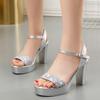 Большие размеры 34-43 Туфли-лодочки для женщин Летняя обувь Шикарное женское платье Высокие каблуки Толстые женские босоножки на платформе Модная обувь для вечеринок