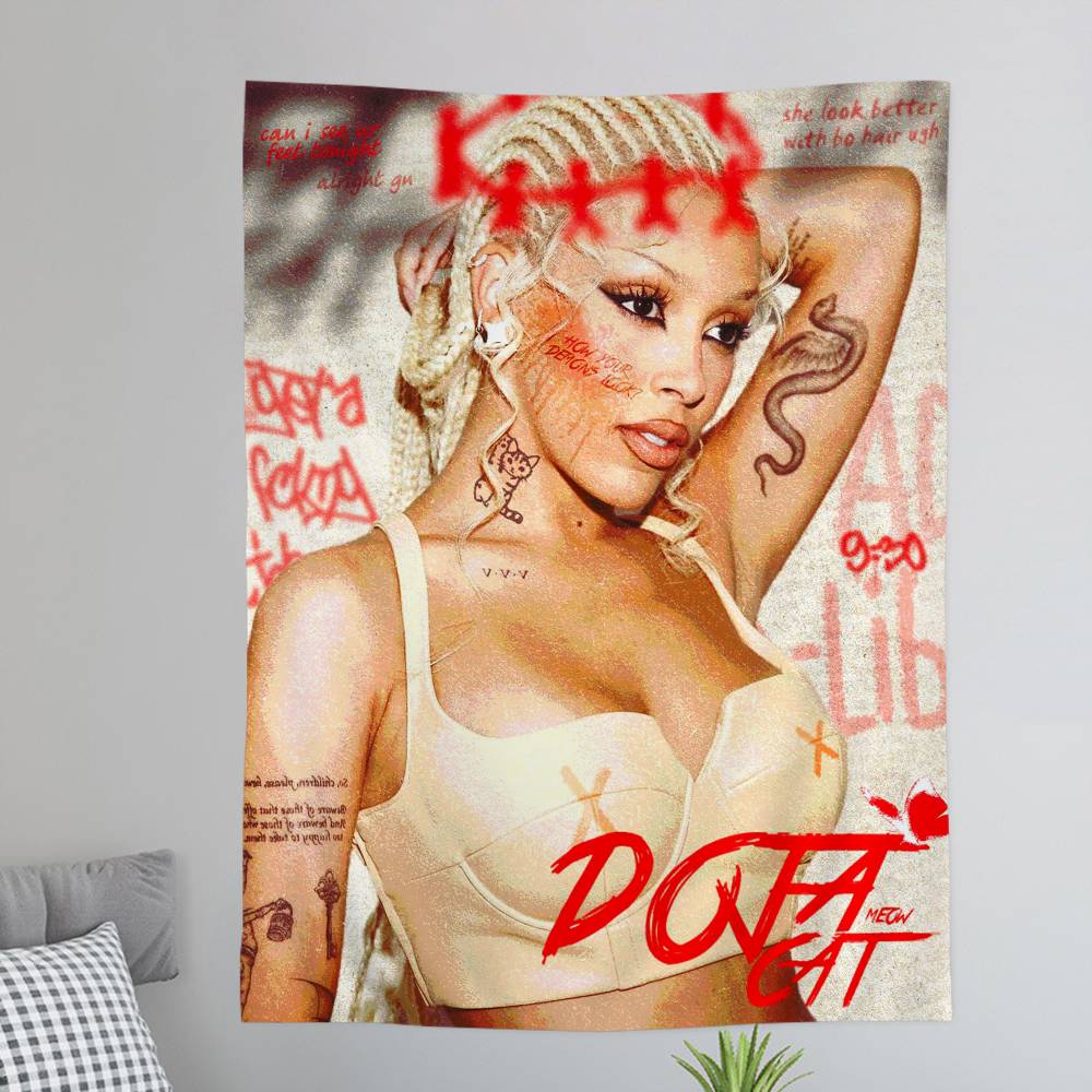 Newly Pop Rapper DDoja CCat Single Colorful Tapestry Wall Hanging Bohemian Wall Tapestries Mandala Wall Hanging Sheets