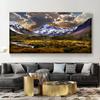 Sky Ice Mountain Grassland Natural Landscape Sunset Canvas Painting Posters and Prints Wall Art Pictures Home Decor No Frame