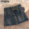 Женская короткая юбка, джинсовая юбка большого размера, до половины тела, украшение на пояс, короткая юбка, анти-ходьба, посылка с надписью, хип-юбка