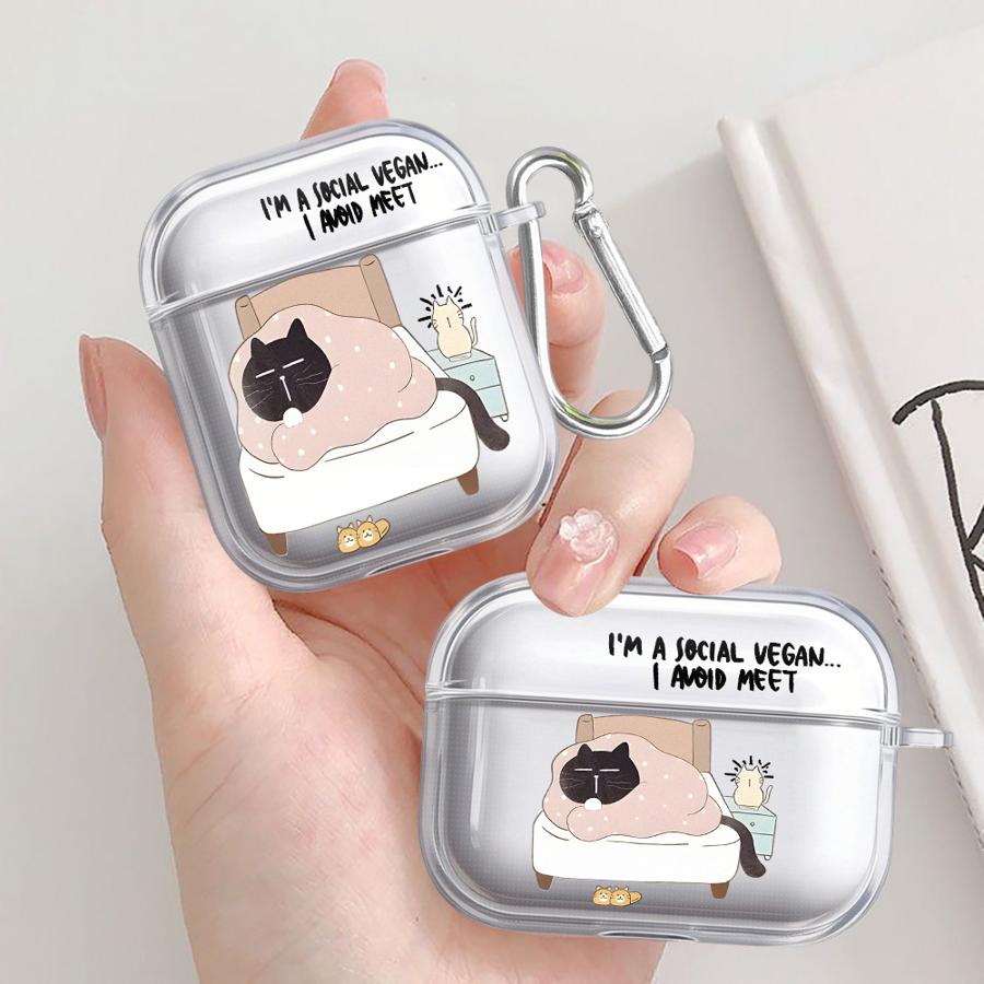 Мультяшный Рабочий Кот Прозрачные Чехлы Для Наушников Чехол Для Airpods 4 Pro 1 Pro3 3 2 Pro2