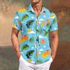 Men's Vintage Button Down Bowling Shirts Short Sleeve Summer Beach Shirt