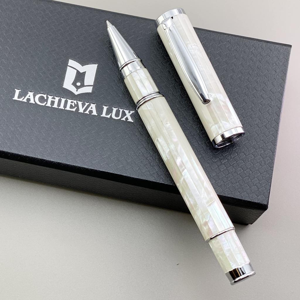 LACHIEVA LUX Natural Handmade Mother of Pearl Ink Luxury Rollerball Pen Gift from the Unisex - Sea,