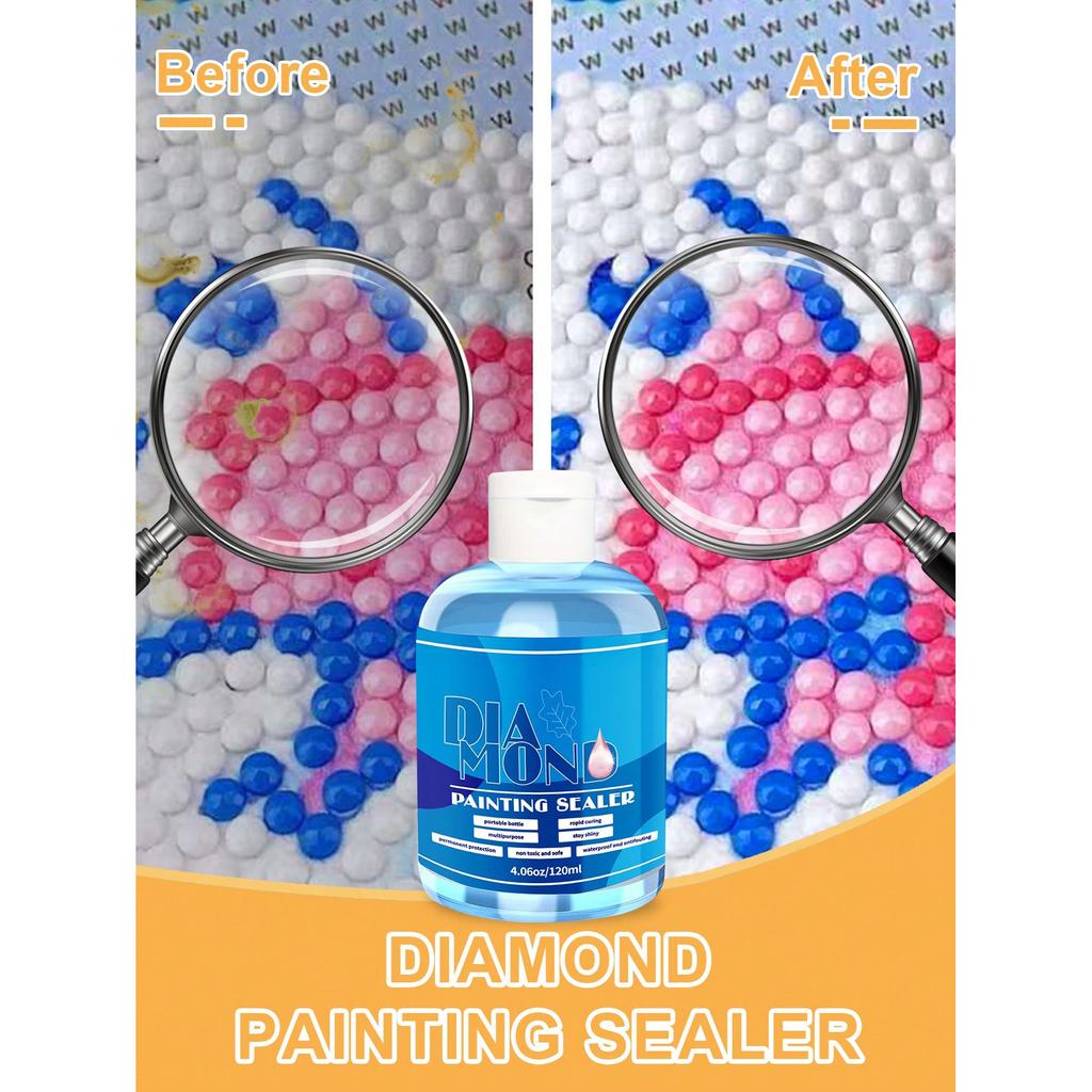 Набор для создания алмазной живописи 120 мл с 3 кисточками, клей для пазлов Diamond Art Sealer, аксессуары и инструменты для алмазной живописи для взрослых (4 унции)