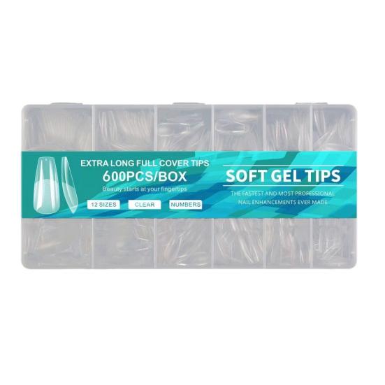 600 шт./кор. квадратные насадки для дизайна ногтей Ультратонкие прозрачные насадки для наращивания ногтей без складок с полным покрытием накладные ногти DIY маникюрные аксессуары для дома и салона