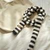 Black Grey Stripe Women Long Scarves Cotton Y2K Girl Scarf Fashion Thin Scarf  Fashion Streetwear