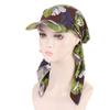 2025 Print Pre-Tied Hat Women Muslim Long Tail Headscarf Hijab Turban Visor Chemo Cap Bonnet Hair Loss Head Wrap Turbante Mujer