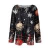 Женская модная повседневная рождественская футболка с круглым вырезом и длинными рукавами