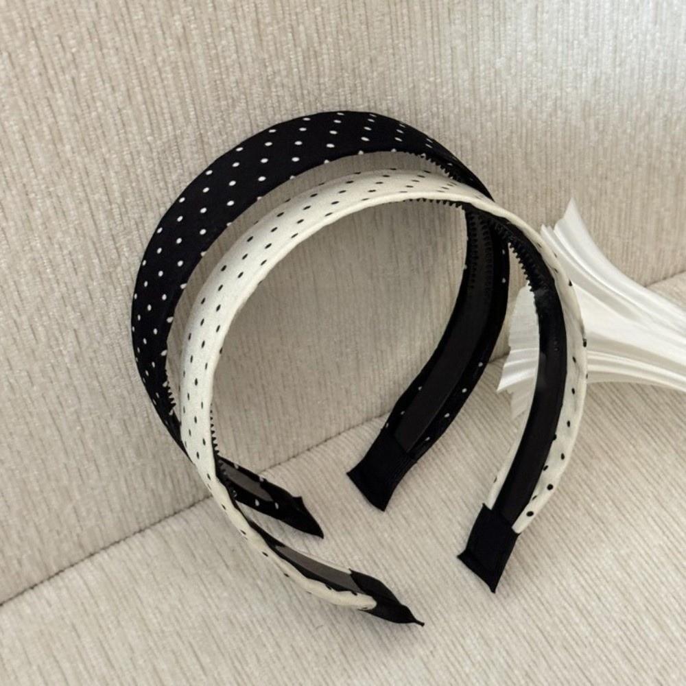 Non-Slip Korean Wide Headband Black White Color Temperament Hair Band Polka Dot Headband  Wash Face