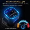 Bluetooth Fm Transmitter For Car, Blue Ambient Light Wireless Radio Car Receiver Adapter Dual Usb Charger 5v/2.4a