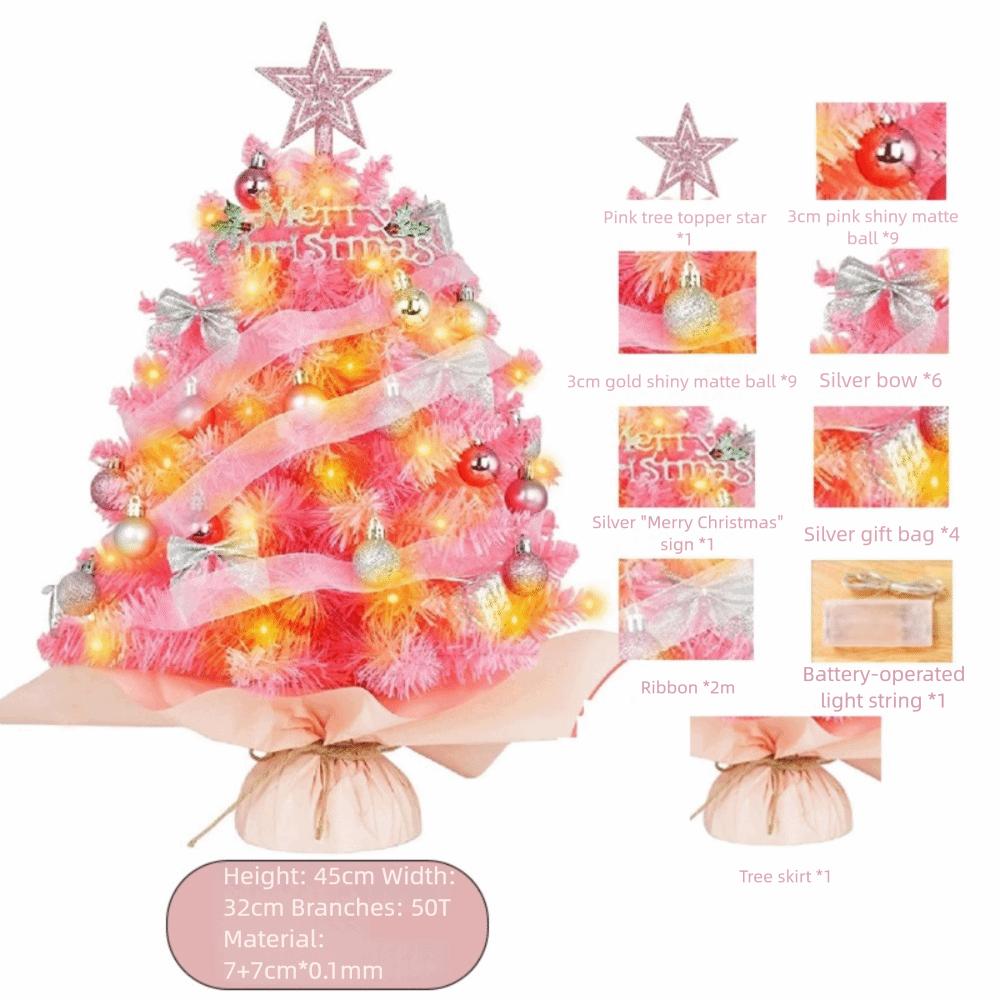 Display Craft 45cm Height Tabletop Christmas Tree Colored Balls PVC Artificial Xmas Tree Mini Christmas Tree Set Home Decor