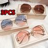 3шт модные роскошные круглые солнцезащитные очки с градиентом женские металлические солнцезащитные очки без оправы