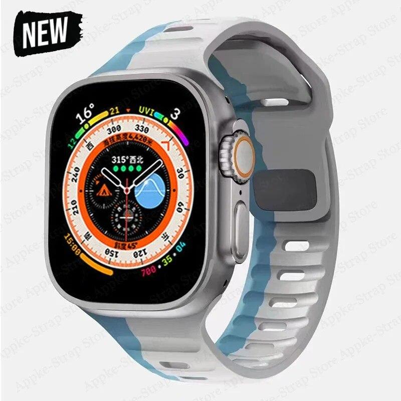 Silicone Strap for Apple Watch Band Ultra 2 49mm Correa Bracelet for Iwatch 9 8 7 6 5 SE 4 3 2 1 44mm 40mm 41mm 45mm 38mm 42mm Watchband
