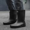 Fashion Men's Mid Calf Rain Boots Waterproof Rubber Shoes for Fishing Husband Galoshes Garden Work Kitchen Shoes Man Rainshoes Footwear