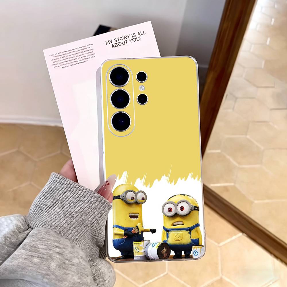 CUTE L-Little M-Minions-es Phone Case For Samsung S25,S24,S21,S22,S23,S30,Ultra,S20,Plus,Fe,Note,10,9,5G Transparent Cover