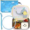 Childrens Stainless Steel Plate Lunch Box Set, Zoo, Lunch Box + Bag + Replacement Silicone + Cleaning Brush, Popular Korean Child Care Products