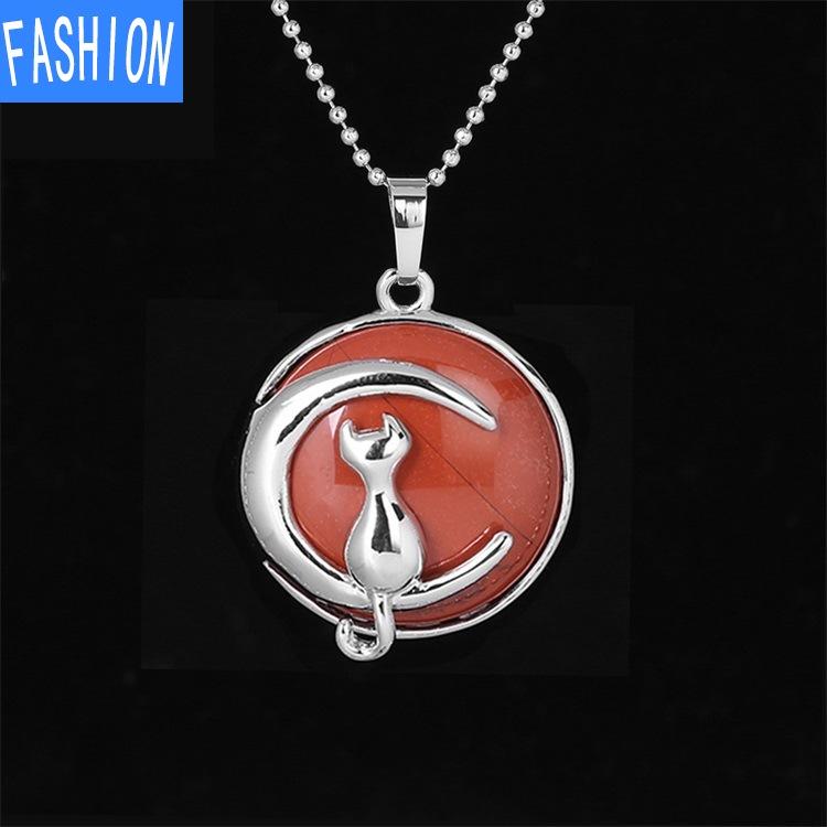 Простое темпераментное ожерелье с подвеской в виде лунного кота