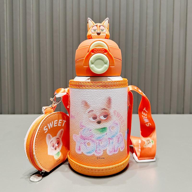Термокружка Nick Kids Judy: Большая емкость, стальная кружка с трубочкой для мальчиков и девочек, портативная, с двойными стенками.