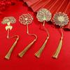 Sunflower Metal Hollow Book Mark Hollow Tassel Pagination Mark Creative Book Clip  School Supplies