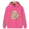 Cute Cat with Capybara Reading Book Hoodies Children's Sweatshirt Hoody for Boys Girls Spring Casual Hoodie Cute Harajuku Hoody