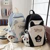 Contrast Color Backpack Women's College Style Lightweight Backpack Cartoon Student Schoolbag