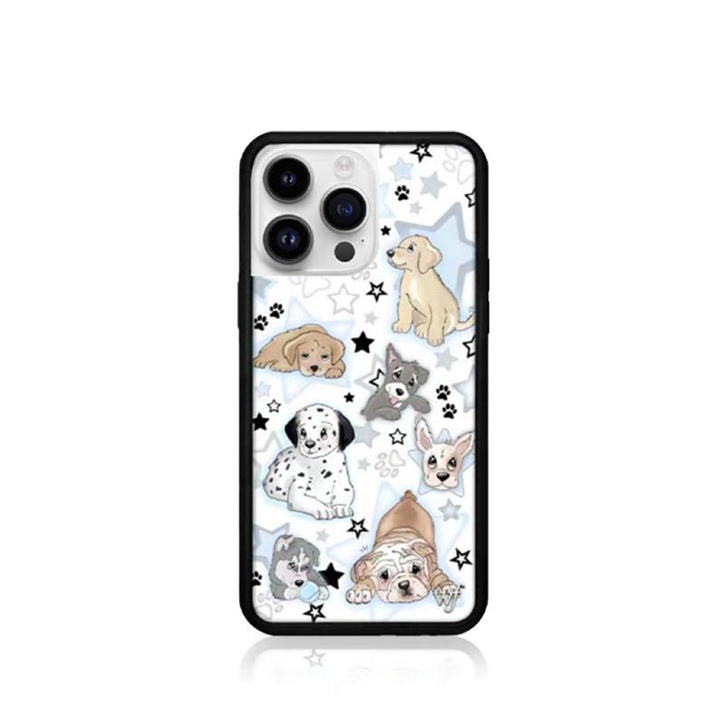 Wlidflower Модный чехол для телефона в горошек для iPhone 12 13Pro 14 15plus Spot Dog 16promax 15 14Pro 16 Олень Медведь милый Нижняя крышка