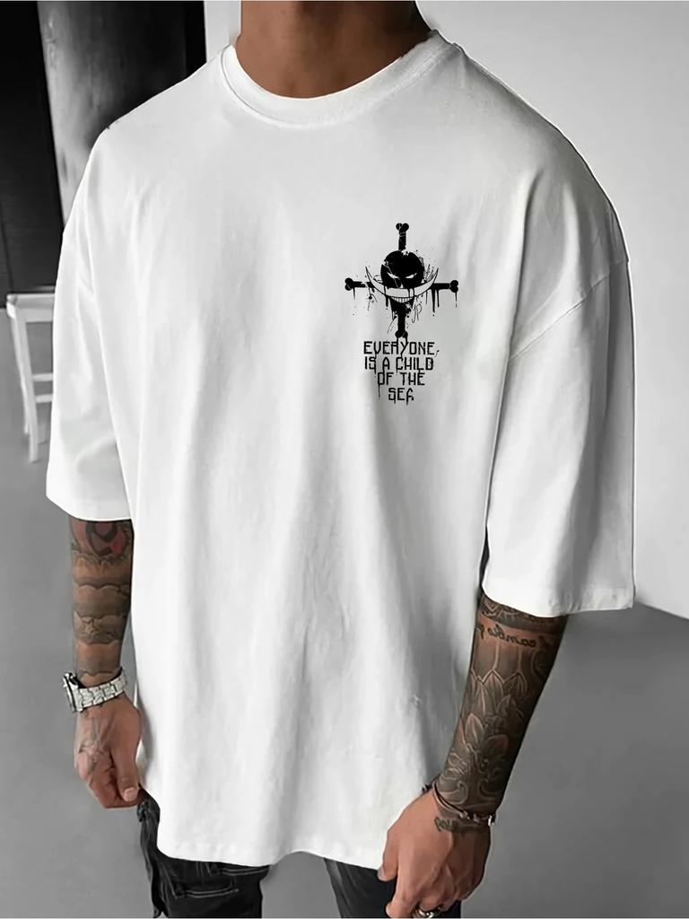 ONE PIECE Animation Derivatives White Beard Printed Short Sleeve TShirt Mens and Womens 2025 Summer Fashion Casual Cotton Top