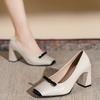 Fashion Women Heels Spring  Autumn Season Sweet Retro Colored Bow Tie Single Shoes Women Thick Middle Heel Square Headed Women's Shoes