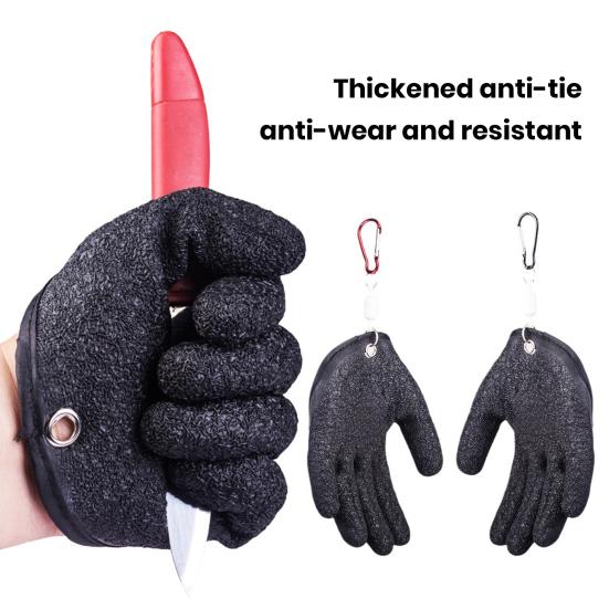 1 Pair Fish Catching Gloves with Release Carabiner High Strength Anti-Slip Puncture Proof Fishing Gloves Fishing Accessories