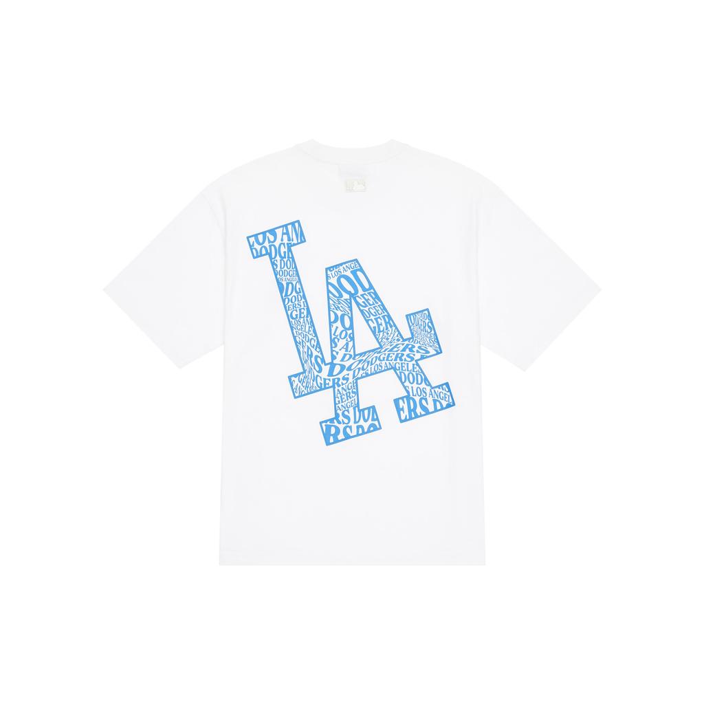MLB Base Logo T Shirts Unisex Ecru Crew Neck Moderate Straight Fit 3ATSU0143-07WHS