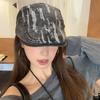 Retro Ripped Denim Forward Hat Women's Spring and Autumn Versatile Face Peaked Hat Men's Fashion Styling Beret