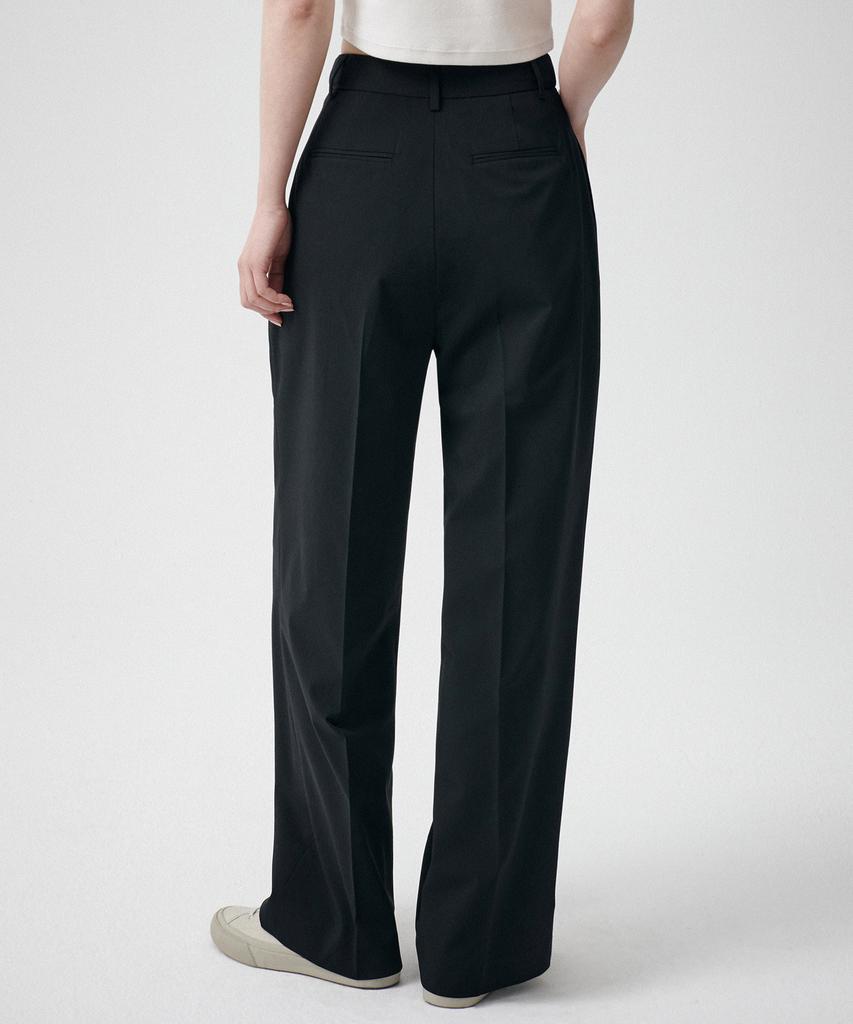 MUSINSA STANDARD WOMAN [Cooltandard] Women'S Semi-Balloon Hidden Banding Slacks [Black]
