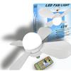 EY# 48W Ceiling Fan Light 15.75 Inch 4 Blades E26/E27 Socket Fan Lamp (White)