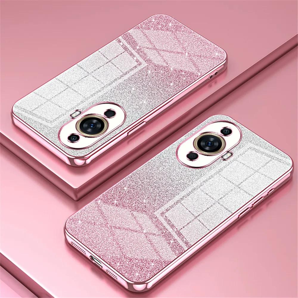 Gradient Glitter Plating Clear Phone Case, Soft Silicone Shockproof Cover For Huawei Nova 11 12 10 9 SE 8i 7I 5i Pro 5T Y90