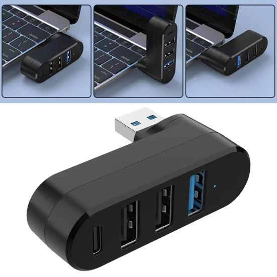 4-портовый USB 3 Скорость передачи Универсальный хаб 5 Гбит/с Подключи и работай Вращаемый на 180 градусов USB