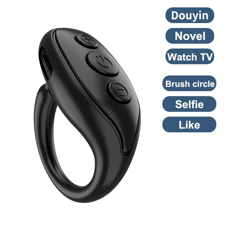 Fingertip Remote Control Bluetooth Scrolling Ring with Phone Stand Wireless Camera Shutter Selfie Button Digital Page Turner