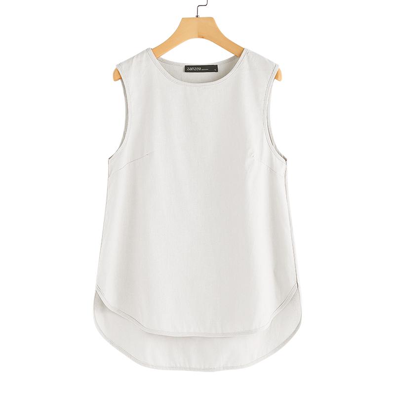 ZANZEA Женские повседневные майки без рукавов с круглым вырезом