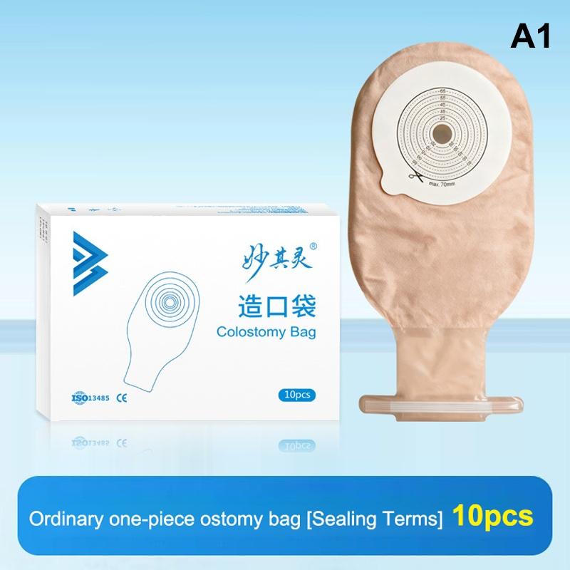 {+} 10pcs Drain Valve One-piece System Colostomy Bags For Adults Disposable Colostomy Pouch Opening 20-65mm With Clip Closure