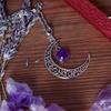 Готическое панк-ожерелье с фиолетовым хрустальным полумесяцем - Креативный кулон-заявление