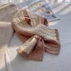 Interspersed Knitted Winter Two Color Small Scarf for Women with Lightweight Woolen Twist Scarf Short Cross Student Scarf