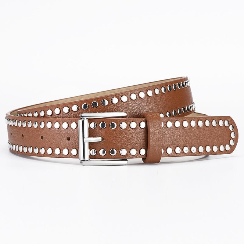 Fashionable Pu Leather Belt With Chic Rivet Buckle For Women Stylish And Versatile