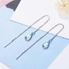 925 Sterling Silver Fashion Party Jewelry Moonstone Water Drop Long Tassel Earrings For Women Ear Chain S-E654