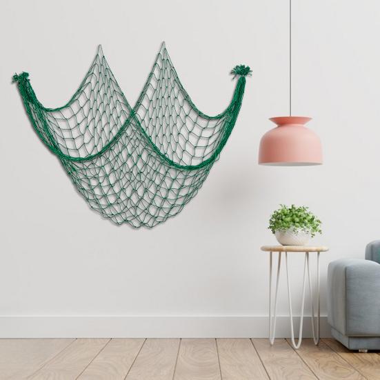 2Pcs Decorative Fishing Nets Hanging Ornaments Extra-Large DIY Ocean-inspired Craft Wall Art Hanging Fishnet Decor