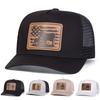 Men Flag Cow Brown Leather Patch Baseball Mesh Cap Hat Micro Curved Cap Outdoor Sunscreen Leisure Hat Spring Autumn Travel Tourism Beach Vacation