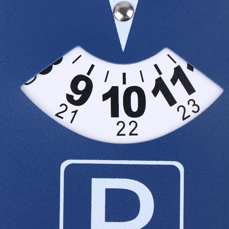 Blue PU Leather Parking Disc 4 Language Version Durable & Water-Resistant Arrival Timer For Car - Universal European Design