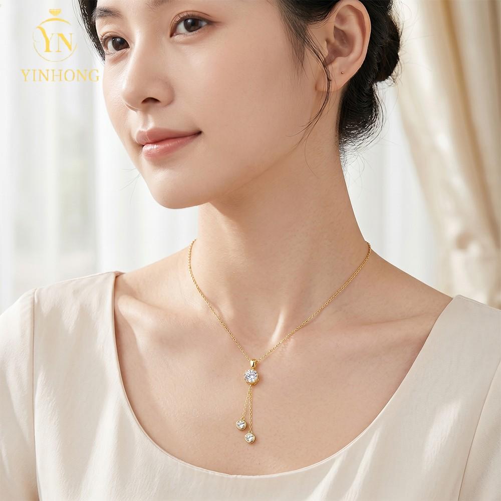 Hot Selling D/VVS1 Moissanite Crown Tassel Drop Pendant Necklace 925 Sterling Silver Premium Body Chain Jewelry Luxury Charm