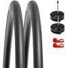 Комплект из 700 23c покрышек, легкие проколы, 700x23c, камера для велосипедной покрышки, клапан Presta, ободная лента 60 мм, покрышка для шоссейного велосипеда 700, покрышка для кроссового велосипеда 700 700c