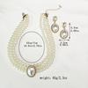 Elegant Pearl Necklace Earrings Set Multi-Layers Wedding Choker Necklace Collarbone Chain  Gifts